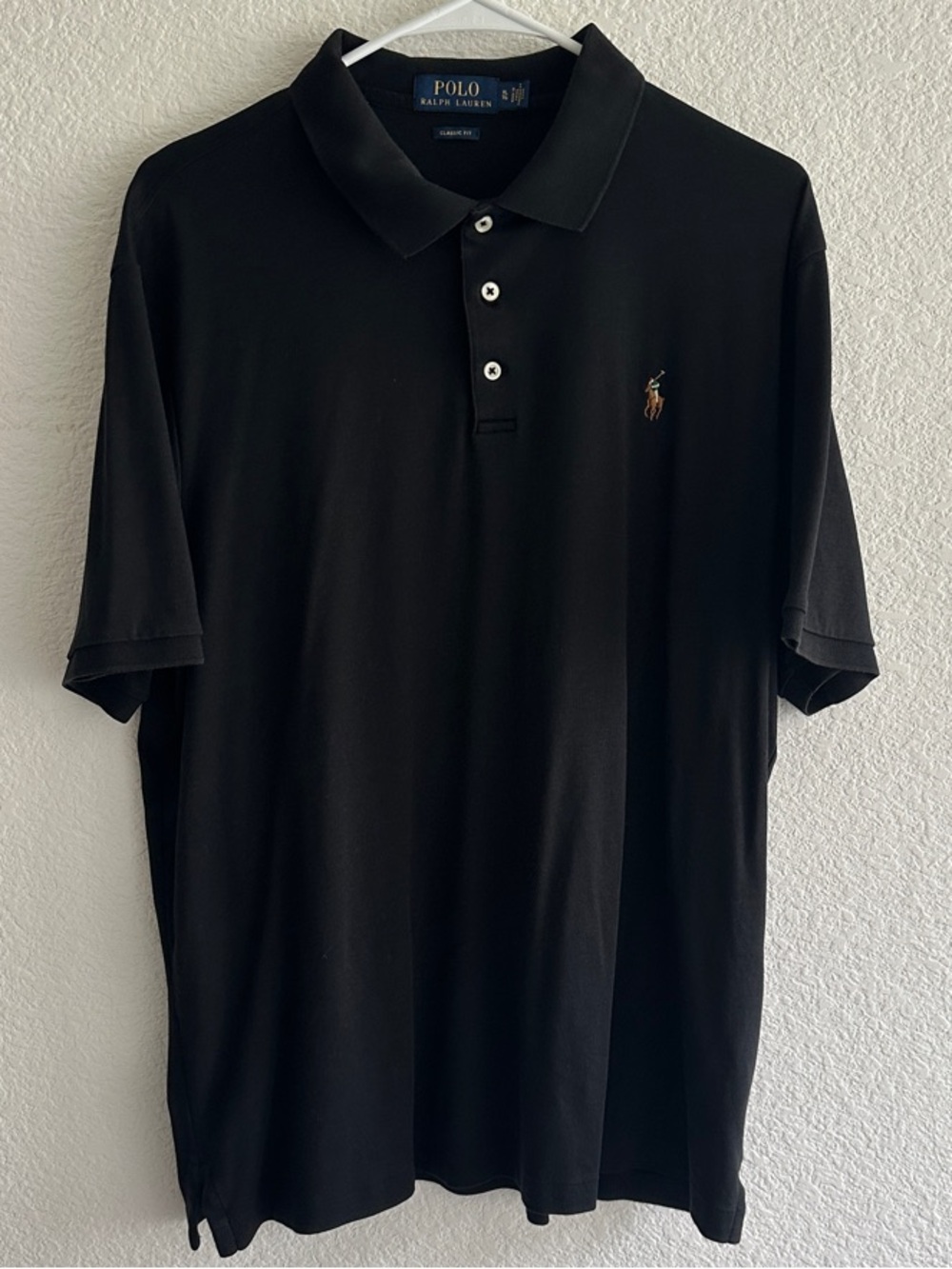 Polo by Ralph Lauren Men’s Black Short-Sleeve Polo with Embroidered Pony Size XL